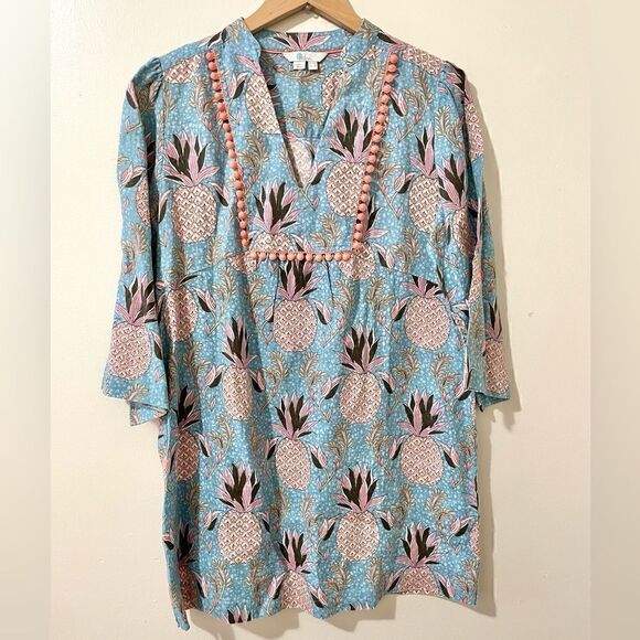 Boden Evangeline Pineapple Linen Tunic Size 8P - Picture 1 of 14